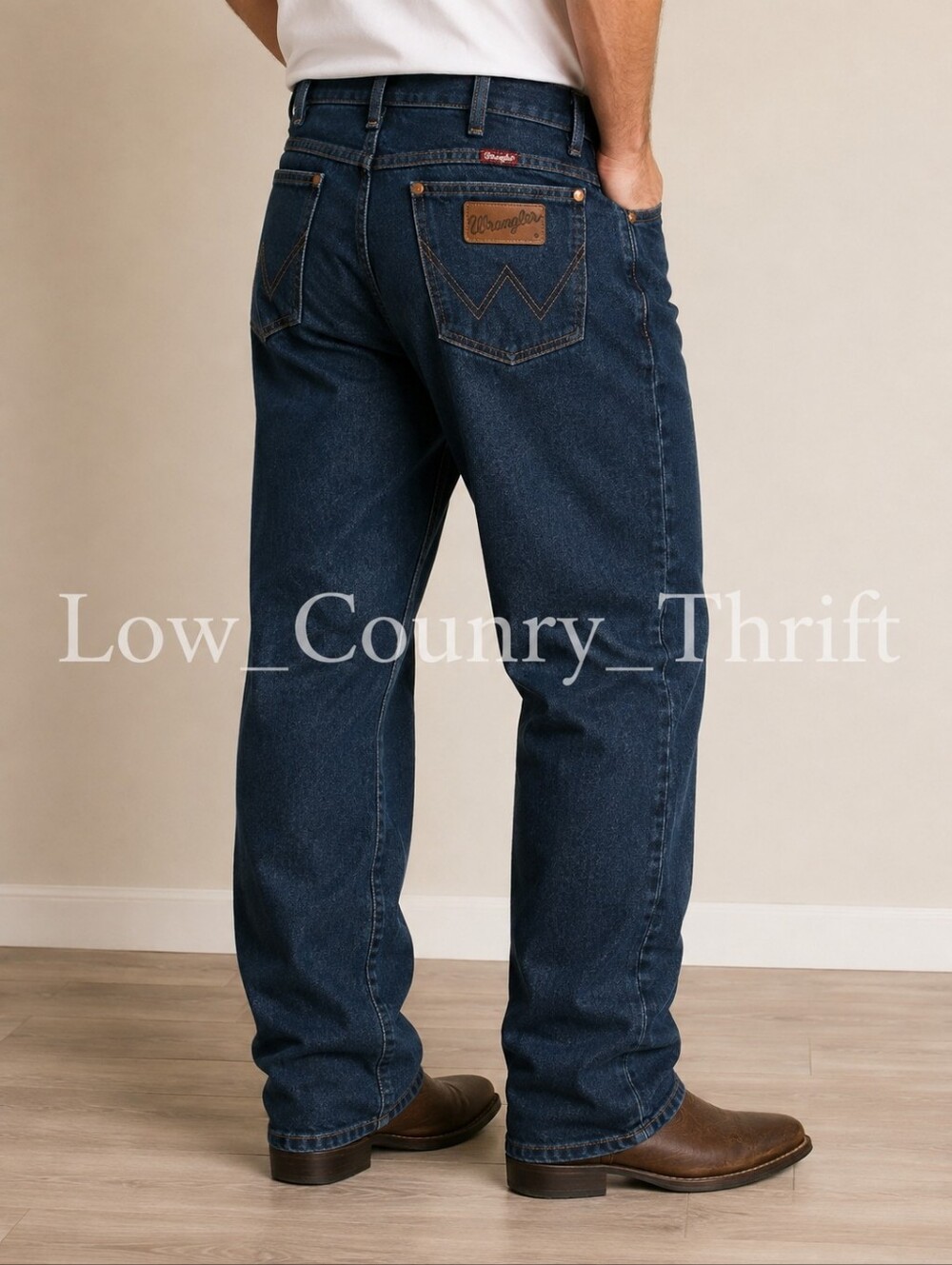 Wrangler Men's 44x30 Cowboy Cut Relaxed Fit Dark Wash Western Jeans